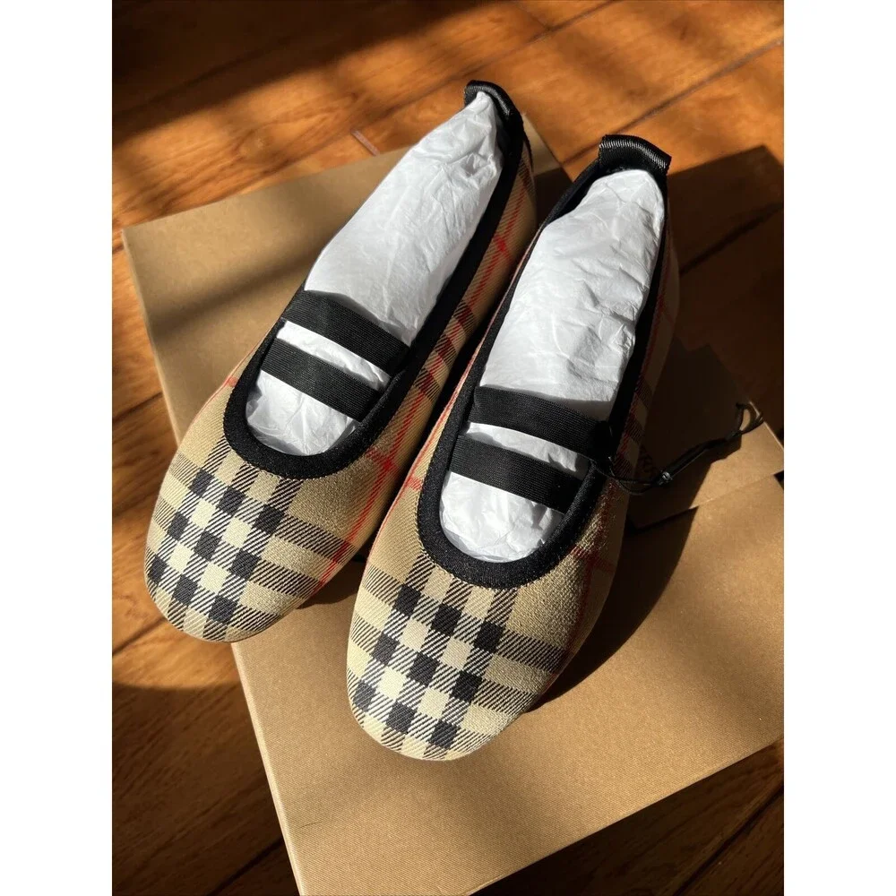 Burberry Mini Grace Logo Detail Check Ballerina Flat (1) - Picture 2 of 8